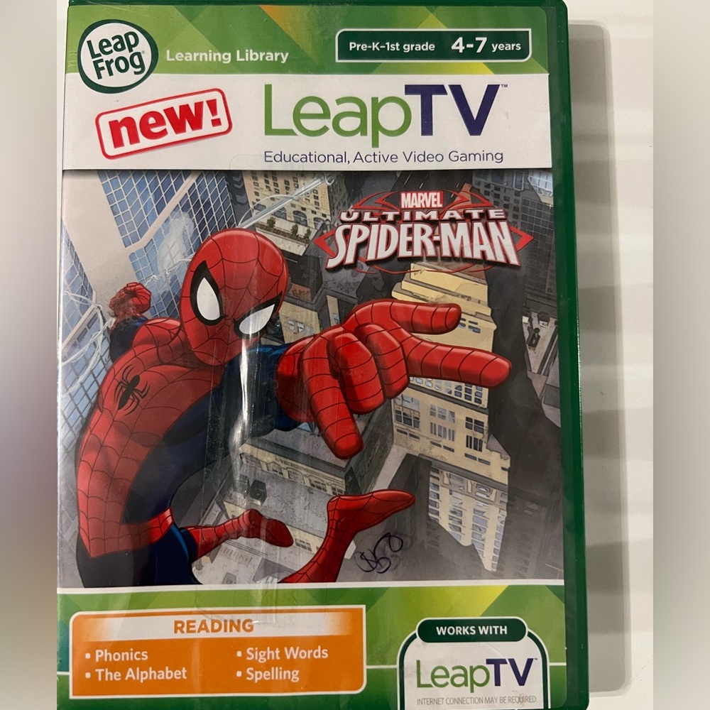 New~ LeapFrog Leap Tv Marvel Ultimate Spider-Man Educational, Active Video Game.